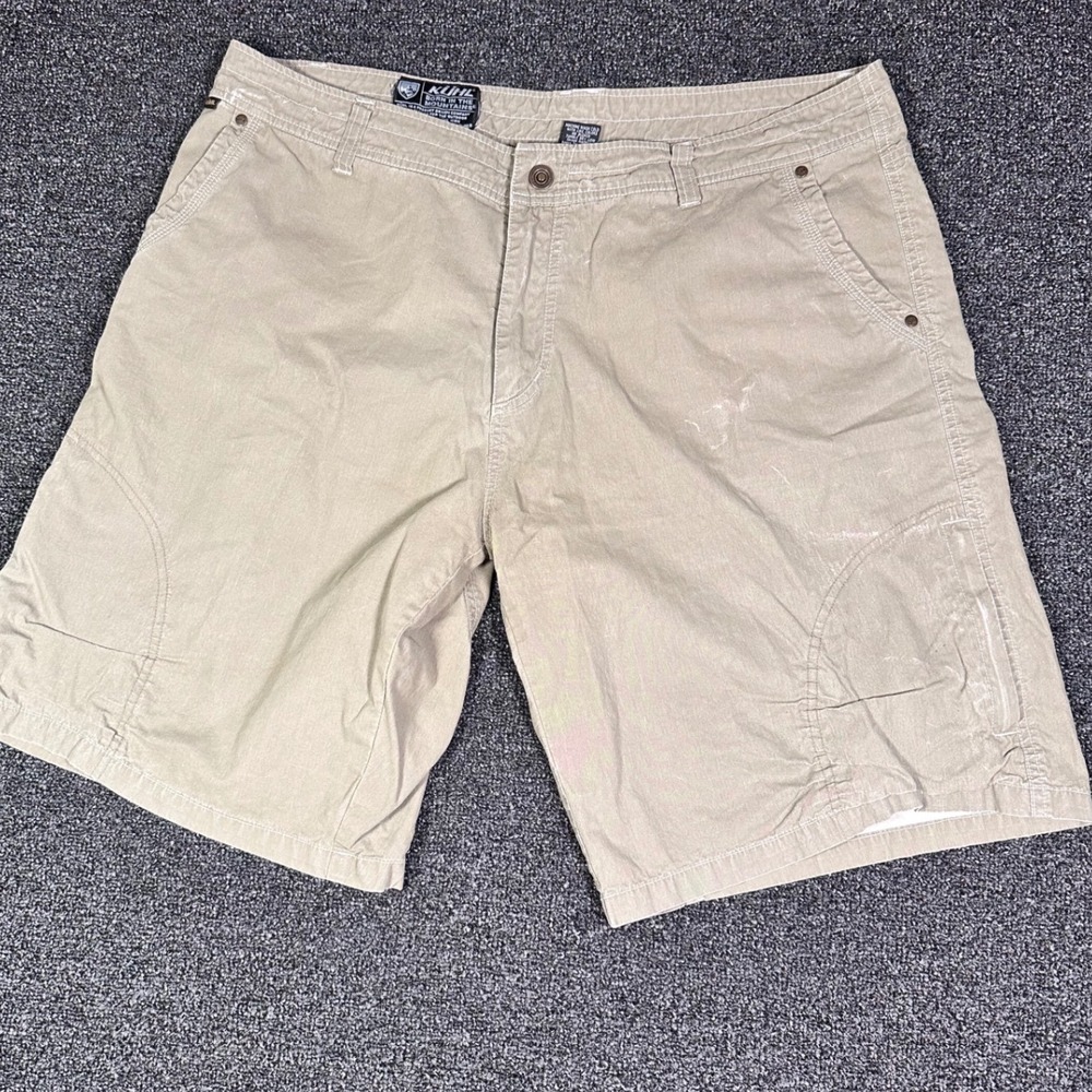 Kuhl Mens Hiking Shorts‎ Size 40 Tan Khaki Cotton Nylon Blend Cargo Outdoor